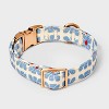 Geo Floral Fashion Adjustable Length and Reinforced Stitching Dog Collar - White/Blue - Boots & Barkley™ - 2 of 3