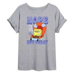 Women's - SpongeBob SquarePants - Not Today Spongebob Oversized Graphic T-Shirt - 1 of 4