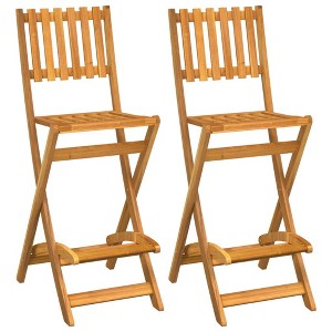 vidaXL Folding Patio Bar Stools 2 pcs Solid Wood Acacia - 1 of 4
