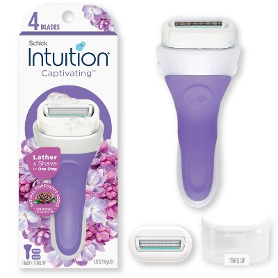 Schick Intuition Women’s 4 Blades Reusable Captivating Razor Kit - 3ct: Whole Body, All Hair Types