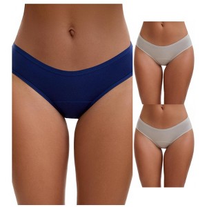 INSPIRE CHIC 3 Layers Period Leak Proof Briefs for Women's Cotton Mid-Waisted Underwear 3 Packs - 1 of 4