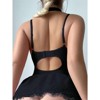 Clotth Women's Lace Up Corset Bodysuit - Underwire Lingerie Set, Cute Babydoll Lingerie with Garter Belt, Thong & Bow Tie - 2 of 4