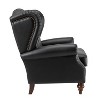 Set of 2 Amanda 33" Wide Genuine Leather Wingback Armchair with Solid Tapered Wood Legs and Nailhead Trim| ARTFUL LIVING DESIGN - 3 of 4