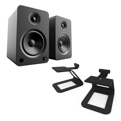 Kanto YU6 Powered Bookshelf Speakers with SE6 Elevated Desktop Speaker Stands