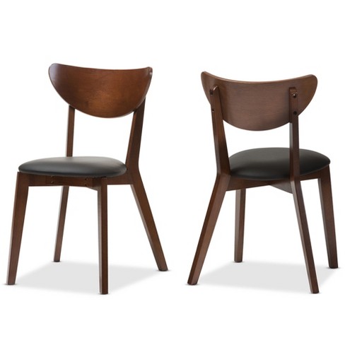 Furniture of America Rolling Knoll Walnut and Dark Brown Faux Leather Dining Chairs (Set of 2)