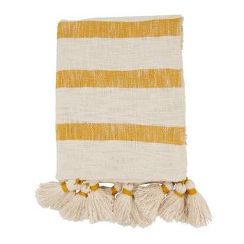 50"x60" Luxe Striped Tassel Throw Blanket - Saro Lifestyle