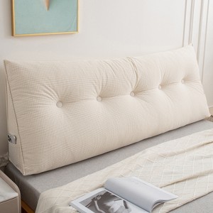 Bekrvio Multiple Sizes Headboard Pillow Wedge Reading Support Backrest Cushion with Pocket & Removable Cover for Bed Sofa Daybed - 1 of 4