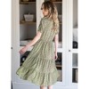 Allegra K Women's Floral Dresses Square Neck Puff Short Sleeves Tiered Ruffled Hem Dress - 4 of 4