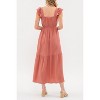 August Sky Women's Faux Button Flutter Sleeves Midi Dress - image 2 of 4