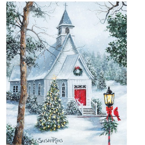 Collections Etc Holiday Church in Snow Dishwasher Cover Magnet by Susan Rios