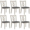 VECELO Rustic Wooden Dining Chairs, Rubber Wood Kitchen Chairs with Padded Seat & Elegant Hollowed Backrest, Gray - 2 of 4