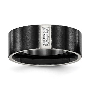 Chisel Stainless Steel Brushed Black IP-plated with Cubic Zirconia 8mm Flat - 1 of 4