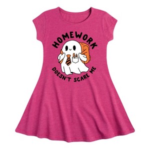 Girls' - Instant Message - Homework Ghost Fit & Flair Cap Sleeve Graphic Dress - 1 of 4