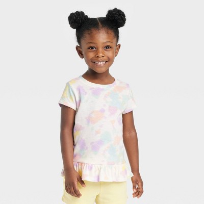 Toddler Girls' Tie-Dye Short Sleeve Top - Cat & Jack™ Cream