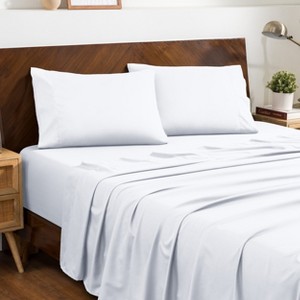 4 Piece Bed Sheet Set with Envelope Pillowcases - Ultra Soft - Bare Home - 1 of 4