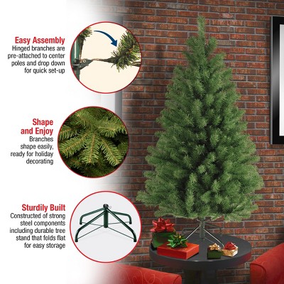 4-Foot Green Slim Spruce Artificial Christmas Tree with Metal Stand