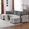 Whisen 113.4" Sectional Sofa, Pull-out Sofa Bed, Versatile Couch with Large Storage Space, Two Cup Holders - 3 of 4
