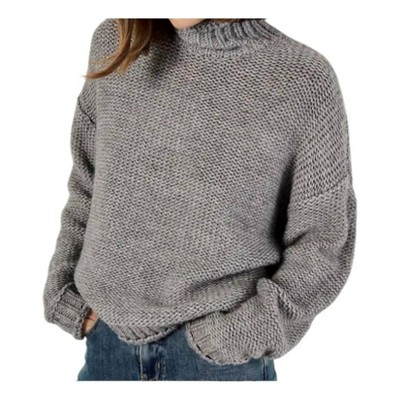 Women's Oversized Mock Neck Chunky Jumper - APRICOT