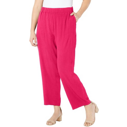 Catherines Women s Plus Size Gauze Ankle Pant 6x Pink Burst Target