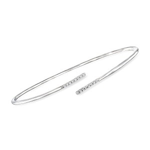 Pure Collection by Ross-Simons 0.15 ct. t.w. Diamond Bypass Bangle Bracelet in Sterling Silver - 1 of 4