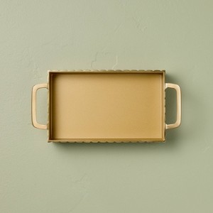Modern Fluted Metal Decor Tray Brass Finish - Hearth & Hand™ with Magnolia - 1 of 4