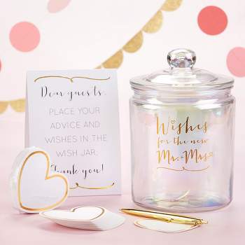 Kate Aspen Irredescent Wedding Wish Jar with Heart Shaped Cards | 27186NA