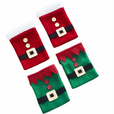 Lakeside Winter Holiday Elf & Santa Flatware Holders - Set of 4