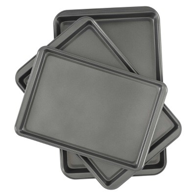 GoodCook Dark Gray Nonstick Carbon Steel 3-Piece Sheet Pan Set