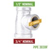 Pipe Decor 3/4 in. x 1/2 in. x 1/2 in. Galvanized Reducing Tee - 2 of 4