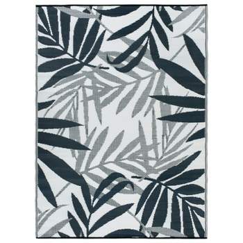 World Rug Gallery Contemporary Floral Leaves Reversible Recycled Plastic Outdoor Rugs
