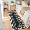 Washable Geometric Bordered Living Room Rugs, Contemporary Non Slip Low Pile Bedroom Carpet, Stain Resistant Dining Room Rugs - 2 of 4