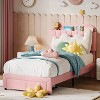 Twin Bed Frame for Kids, Upholstered Platform Bed with Large Storage Drawer and Bookcase Headboard, Boys Bed, Noise-Free, Easy Assembly - 2 of 4