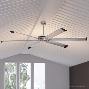 Urban Ambiance Luxury Industrial Indoor or Outdoor Ceiling Fan,  15.5"H x 96"W,  Brushed Nickel, UHP9132 - 1 of 4