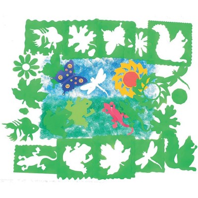 Roylco Nature Stencils, Assorted Sizes, Green, set of 10