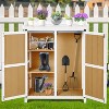 Potting Bench Outdoor Cabinet with Metal Tabletop, Wooden Storage Cabinets Weatherproof, Planting Work Benches with Adjustable Shelf - 2 of 4