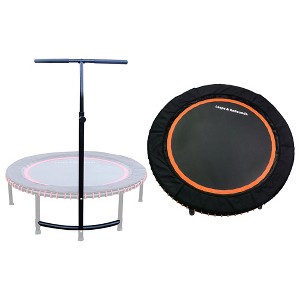 LEAPS & REBOUNDS 40" Adjustable Stability Bar Attachment with 40" Mini Fitness Trampoline and Home Gym Rebounder for Cardio Exercises, Orange - 1 of 4