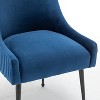 SEYNAR Modern Glam Velvet Black Metal Legs Dining Chair or Vanity Chair Set of 4 with Rear Handle - 4 of 4