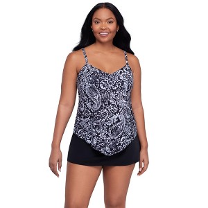 Trimshaper Women's Hank Handkerchief Tankini Swimsuit Top - 1 of 3