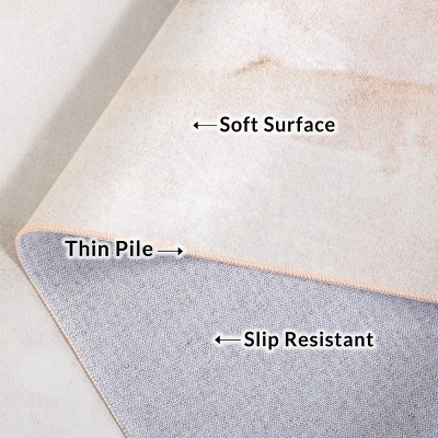 Beige and Gold Abstract Washable Synthetic 6' x 9' Rug