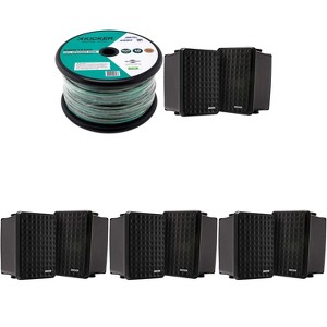 Kicker (4 Pair ) KB6B 2-Way Full Range Indoor Outdoor Speakers (Pair) Weatherproof Speakers for Patio Garage Poolside in-Home, Black & 400ft Marine... - 1 of 4