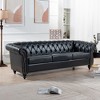 Lycvki 84.65" PU Rolled Arm Chesterfield 3-Seater Sofa - 2 of 4