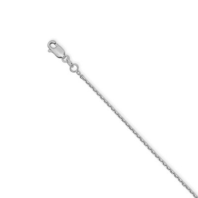 Black Bow Jewelry 1.4mm 14k White Gold Solid Diamond Cut Cable Chain Necklace