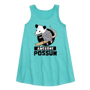 Girls' - Instant Message - Awesome Possum Graphic Sleeveless Aline Dress - 1 of 4