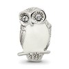 Black Bow Jewelry Sterling Silver, CZ and White Enameled Wise Owl Bead Charm - 3 of 4