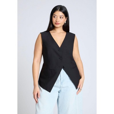 ELOQUII Women's Plus Size Split Hem Suiting Vest