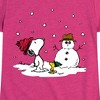 Girls' - Peanuts - Snoopy Woodstock Snowman Fitted Short Sleeve Graphic T-Shirt - 2 of 4