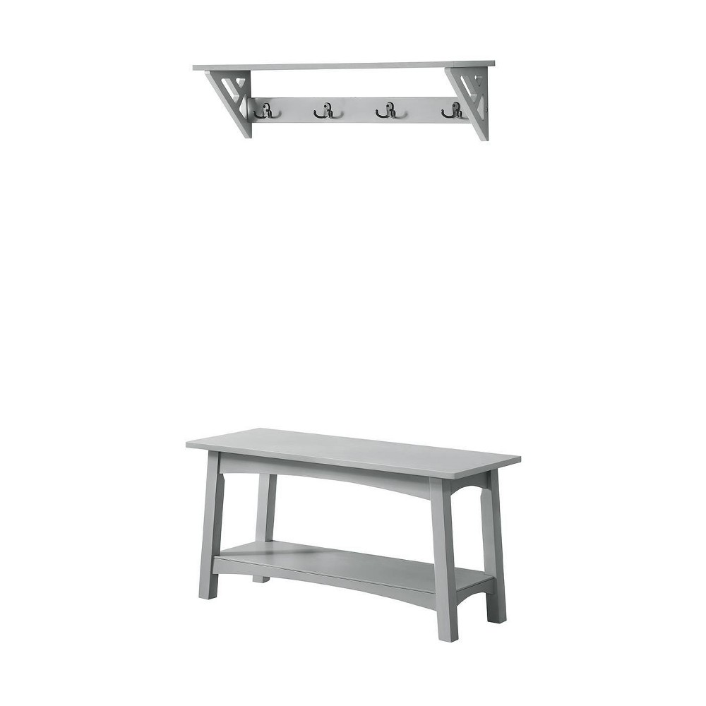 36" Middlebury Coat Hook with Bench Hall Tree Set Gray - Alaterre Furniture