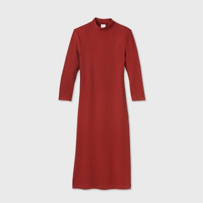 long sleeve rib knit dress