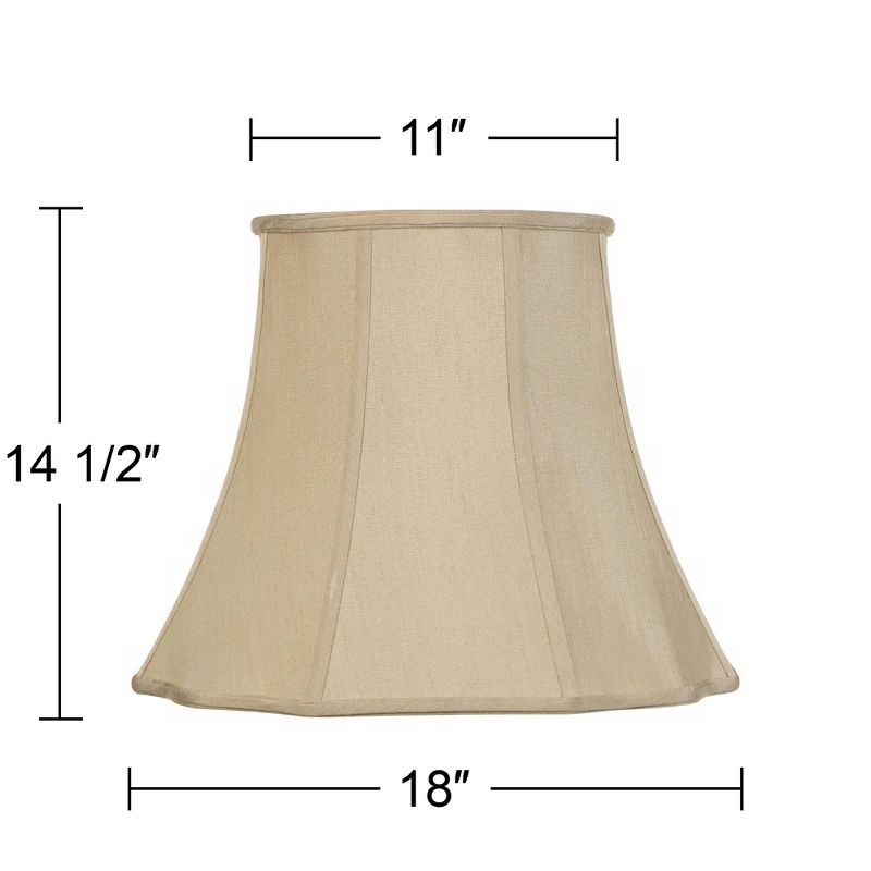 Imperial Shade Taupe Large Curve Cut Corner Lamp Shade 11" Top x 18" Bottom x 15" Slant x 14.5" High (Spider) Replacement with Harp and Finial, 6 of 8