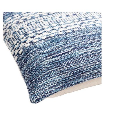Klosterle Navy and White Hand-Woven Cotton Square Pillow